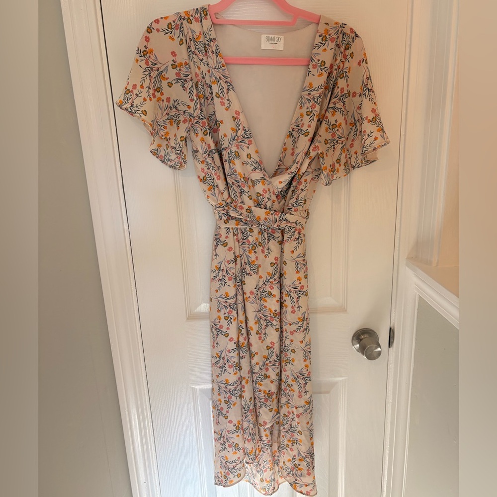 Sienna Sky Floral V-Neck Faux Wrap Dress